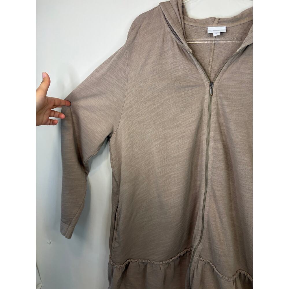 J.Jill PureJill Full Zip Gray Ruffle Hem Long Sleeve Hoodie Sweatshirt Size 2X - Picture 2 of 6